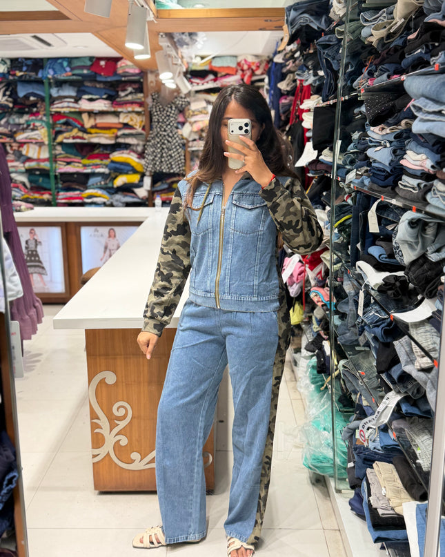 Military Print Denim Co-ord Set