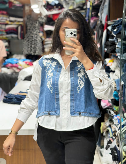Riviera Denim Floral Panel Shirt