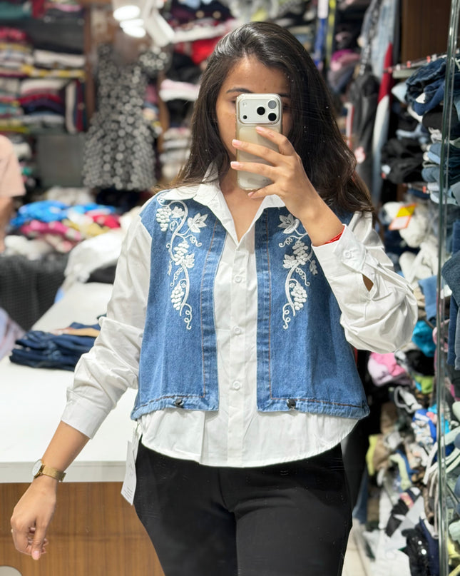 Riviera Denim Floral Panel Shirt