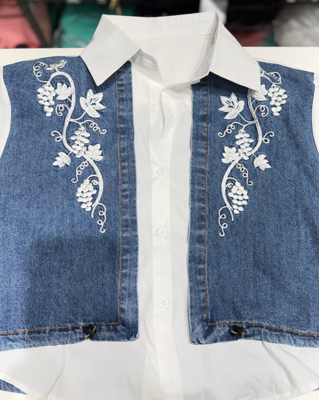 Riviera Denim Floral Panel Shirt