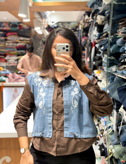 Riviera Denim Floral Panel Shirt