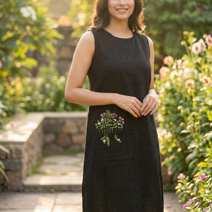 Wildflower Pocket Black Dress