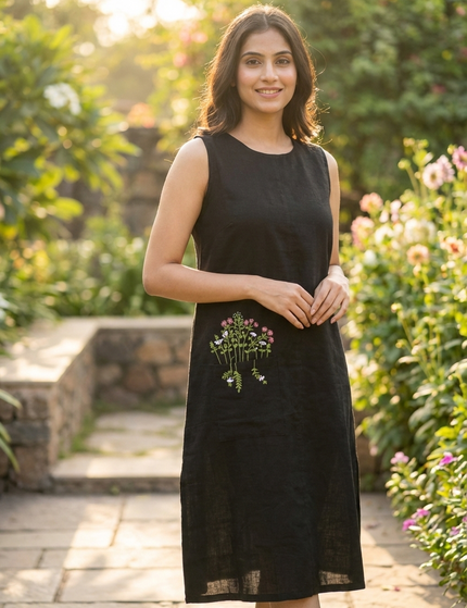 Wildflower Pocket Black Dress