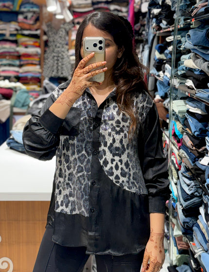 Leopard Sequin Panel Shirt