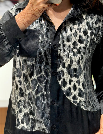 Leopard Sequin Panel Shirt