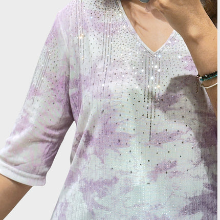Printed Top with Shimmer Accents