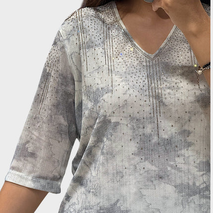 Printed Top with Shimmer Accents