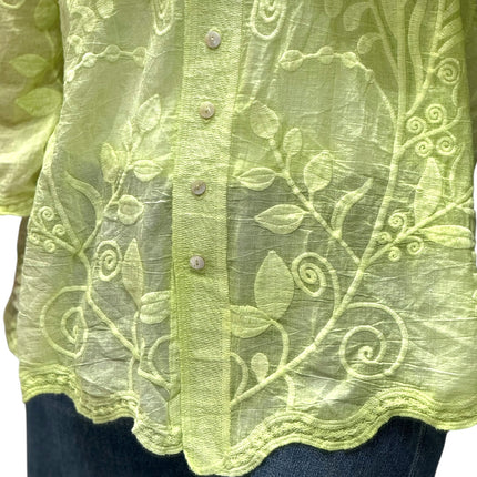 Chic Floral Embroidered Cotton Shirt
