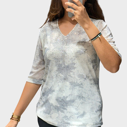 Printed Top with Shimmer Accents