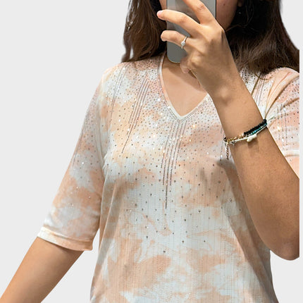 Printed Top with Shimmer Accents