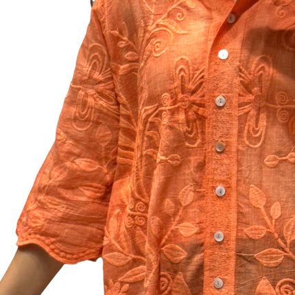 Chic Floral Embroidered Cotton Shirt