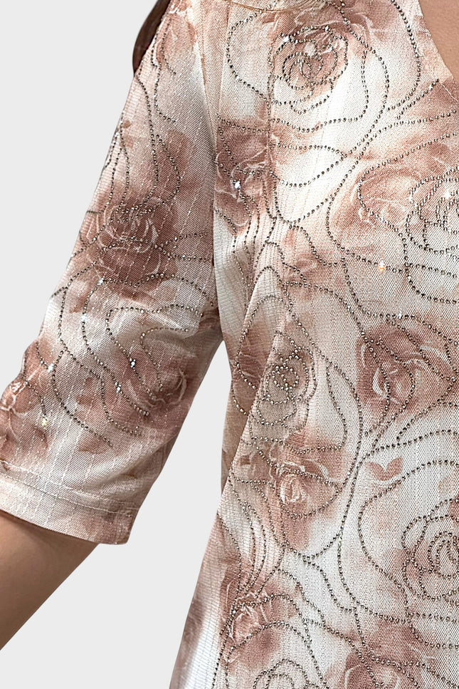 Floral Shimmer V-neck Top