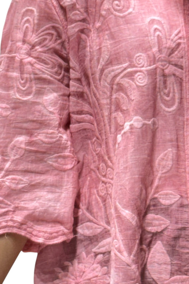Chic Floral Embroidered Cotton Shirt