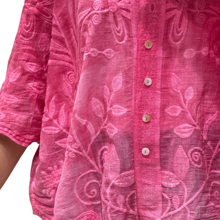 Chic Floral Embroidered Cotton Shirt