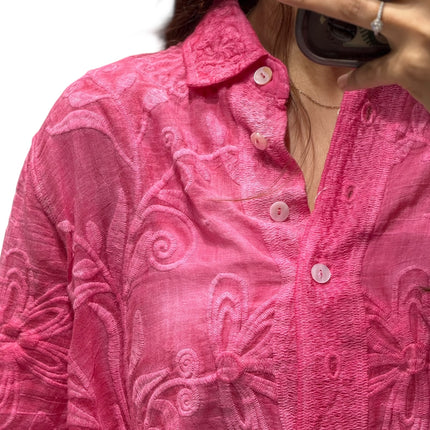 Chic Floral Embroidered Cotton Shirt