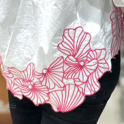 Floral Hem Cotton Shirt
