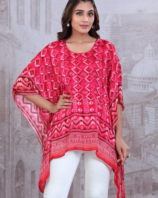 Printed Pink Ethnic Kaftan