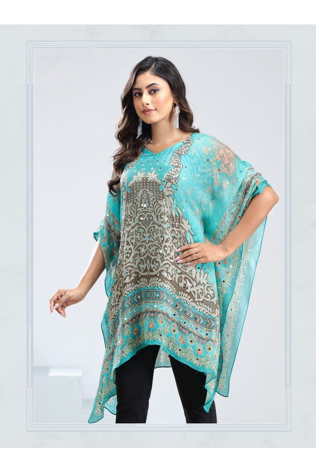 Festive Teal Kaftan
