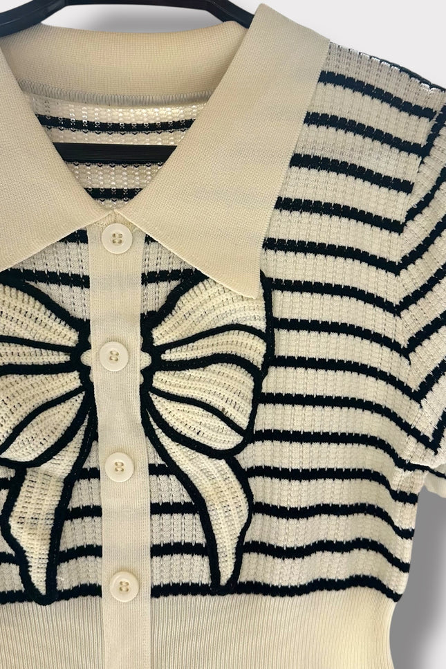 Chic Striped Bow Detail Dress