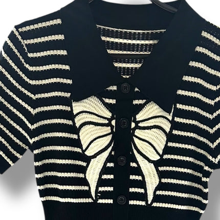 Chic Striped Bow Detail Dress