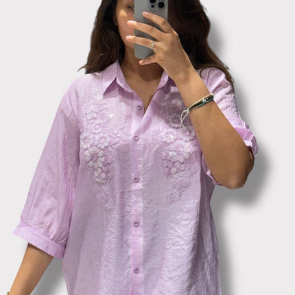 Floral Detail Collared Shirt