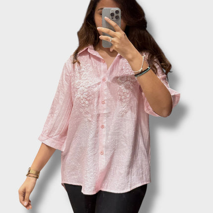 Floral Detail Collared Shirt