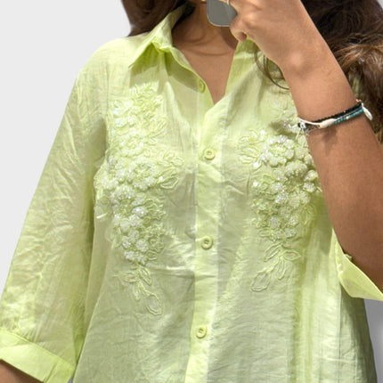 Floral Detail Collared Shirt