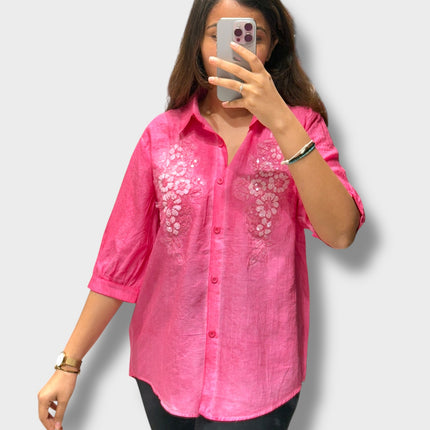 Floral Detail Collared Shirt