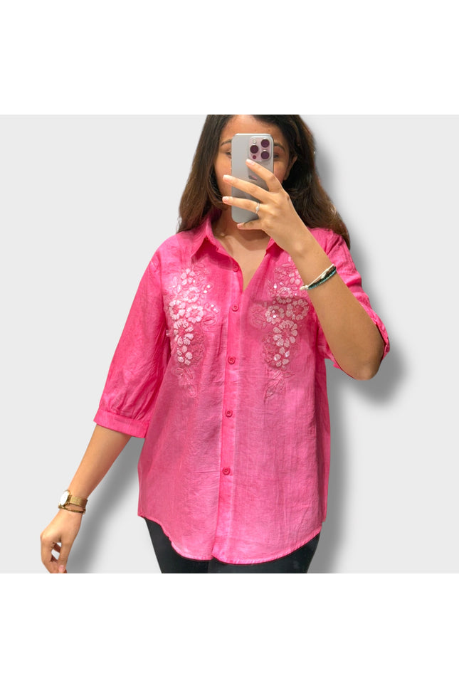 Floral Detail Collared Shirt