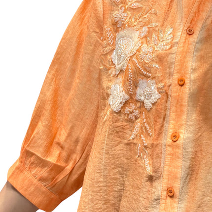 Floral Detail Chinese Collar Shirt