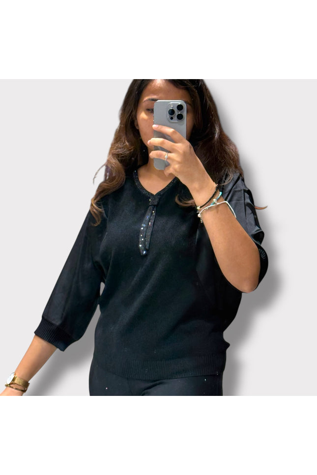 Shimmer Detail Knit Top