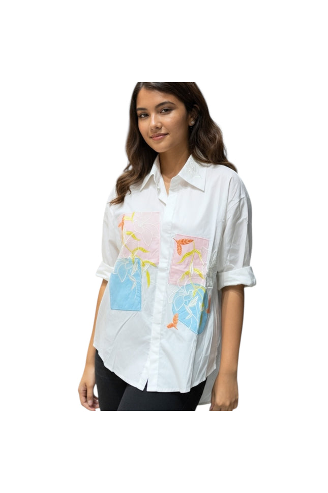 Abstract Panel Cotton Shirt