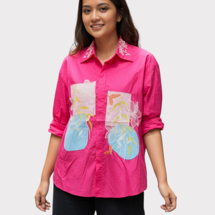 Abstract Panel Cotton Shirt