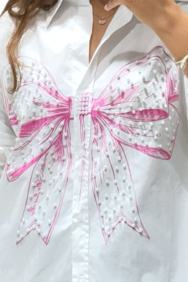 Pearl Bow Detail Shirt