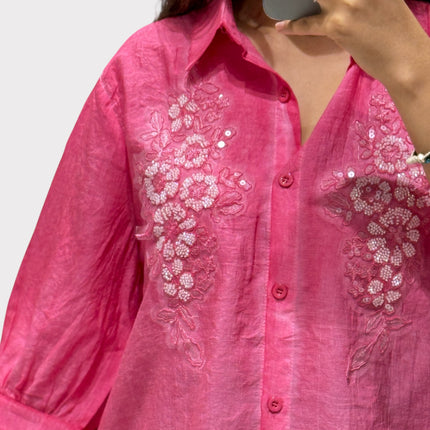 Floral Detail Collared Shirt