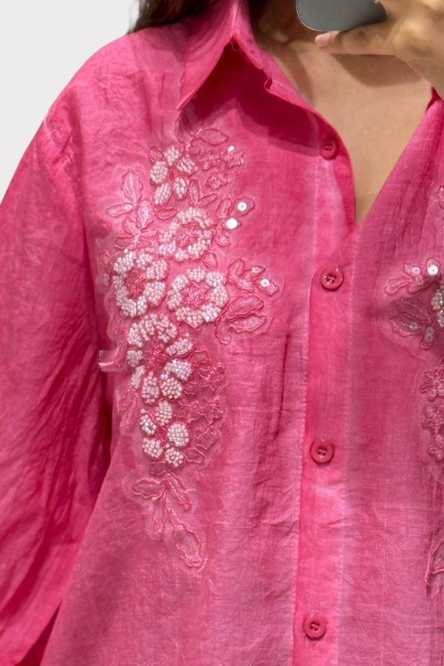 Floral Detail Collared Shirt