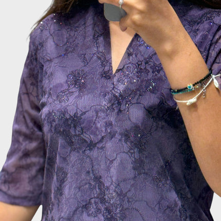 Sequin Accent V-Neck Top