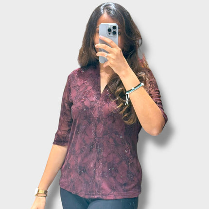 Sequin Accent V-Neck Top