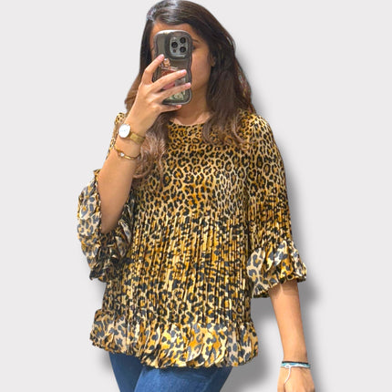 Animal Print Ruffle Top