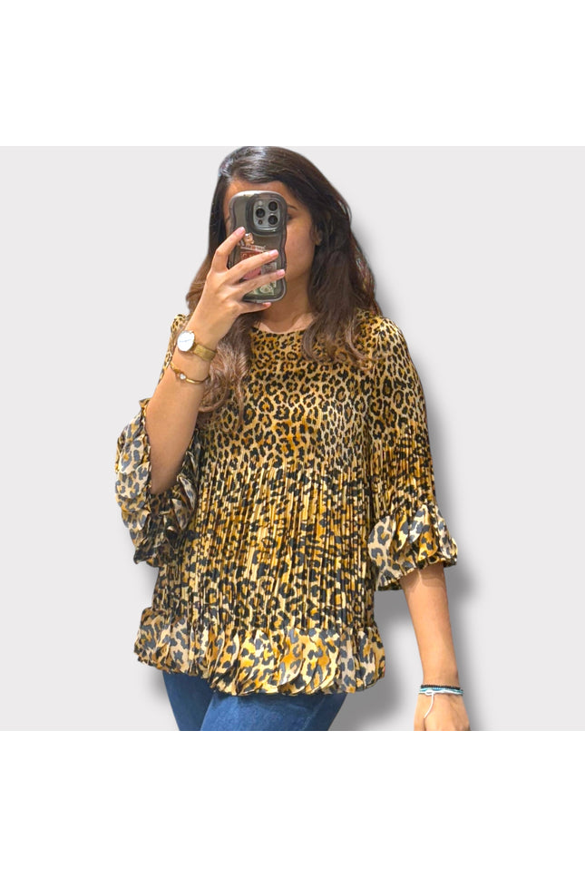 Animal Print Ruffle Top