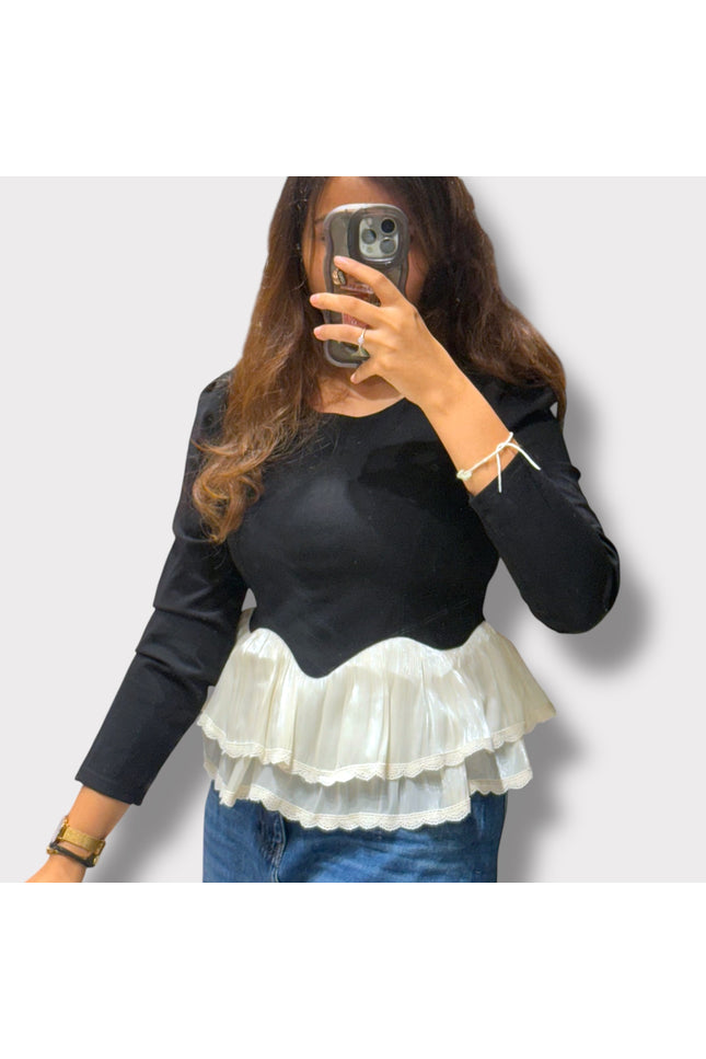 Chic Top with Layered Peplum Hem