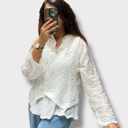 Two-Piece Embroidered Shirt & Waistcoat Set