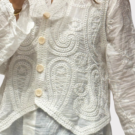 Two-Piece Embroidered Shirt & Waistcoat Set