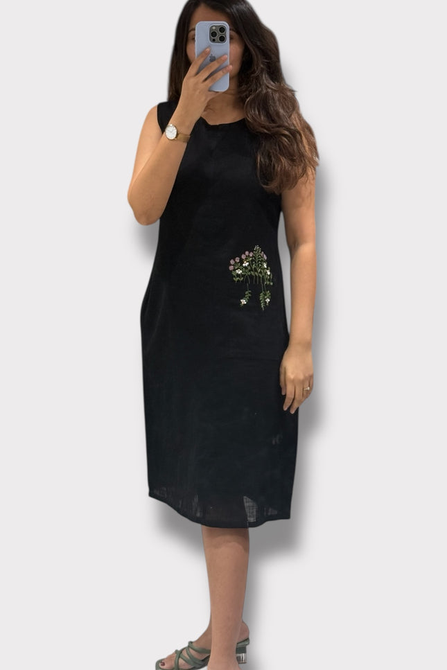 Wildflower Pocket Black Dress