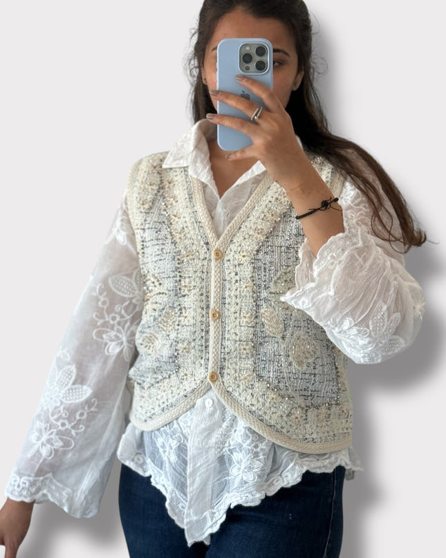 Paris Tweed Vest Shirt Set