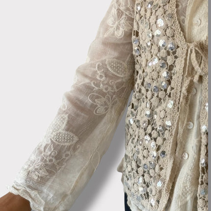 Ivory Sequin Vest Set