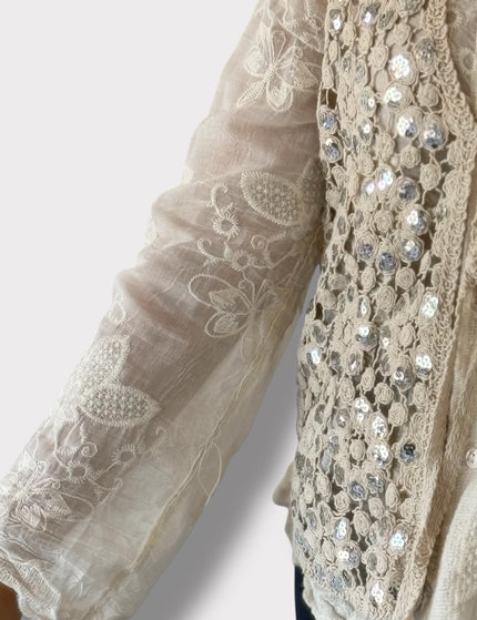 Ivory Sequin Vest Set