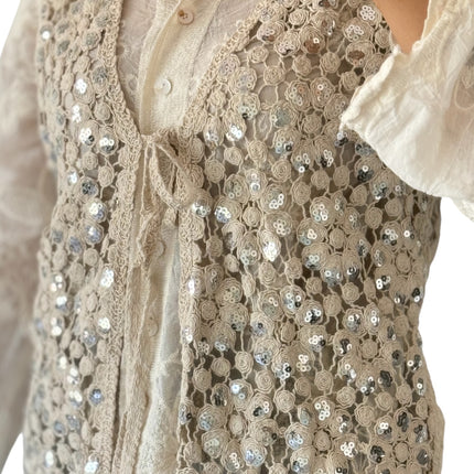 Ivory Sequin Vest Set