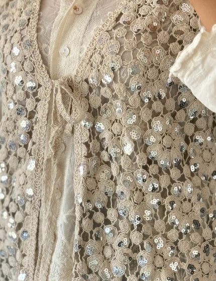 Ivory Sequin Vest Set