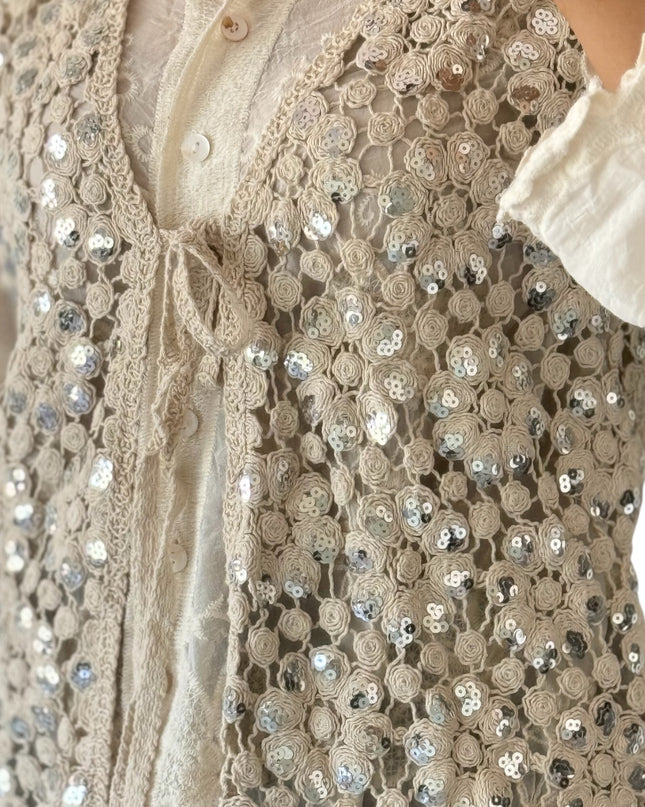 Ivory Sequin Vest Set